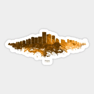 Phoenix City Skyline - Watercolor Orange, Brown Sticker